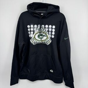 Nike Therma-Fit Green Bay Packers Hoodie Pullover Black Men's Size L